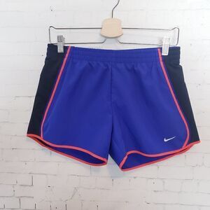NIKE Retro Dri-Fit Tempo Shorts Size S Blue Neon Orange Trim Womens Liner